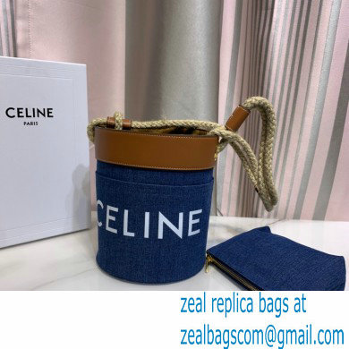 Celine CanvasBUCKET CORDEBucket Bag Blue 2021 - Click Image to Close