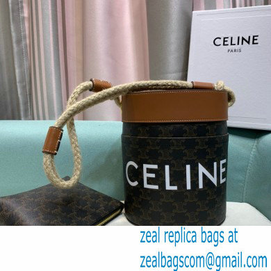 Celine CanvasBUCKET CORDEBucket Bag Brown 2021 - Click Image to Close