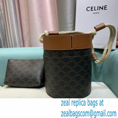 Celine CanvasBUCKET CORDEBucket Bag Brown 2021 - Click Image to Close