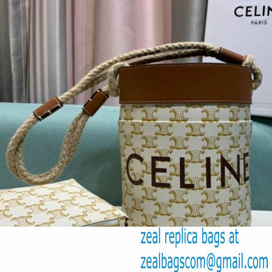 Celine CanvasBUCKET CORDEBucket Bag White 2021 - Click Image to Close