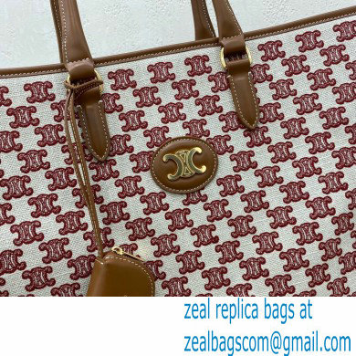 Celine Horizontal Cabas Tote Bag in Textile with Triomphe Embroidery Fox Red 2021 - Click Image to Close