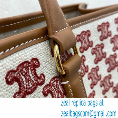 Celine Horizontal Cabas Tote Bag in Textile with Triomphe Embroidery Fox Red 2021 - Click Image to Close