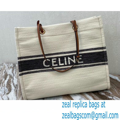 Celine Squared Cabas Tote Bag in Plein soleil Textile and Calfskin Black 2021