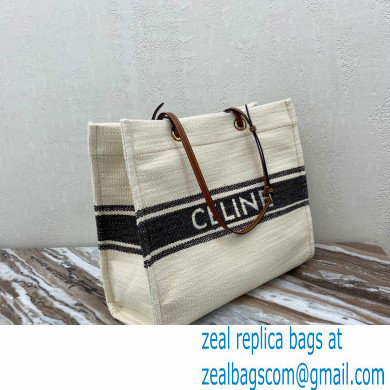 Celine Squared Cabas Tote Bag in Plein soleil Textile and Calfskin Black 2021 - Click Image to Close