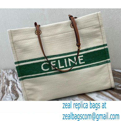 Celine Squared Cabas Tote Bag in Plein soleil Textile and Calfskin Blue 2021