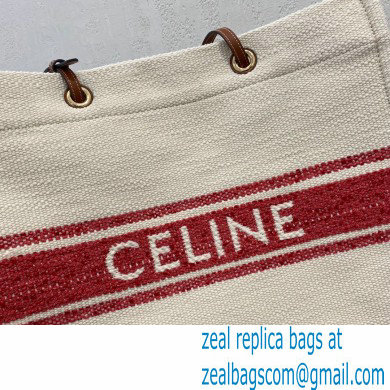 Celine Squared Cabas Tote Bag in Plein soleil Textile and Calfskin Red 2021