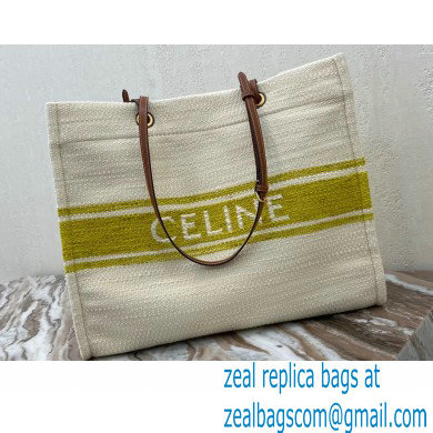 Celine Squared Cabas Tote Bag in Plein soleil Textile and Calfskin Yellow 2021 - Click Image to Close