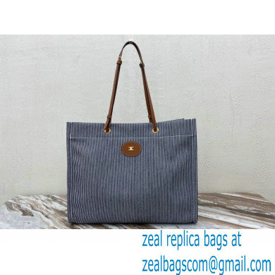 Celine Squared Cabas Tote Bag in Textile and Calfskin Striped 2021