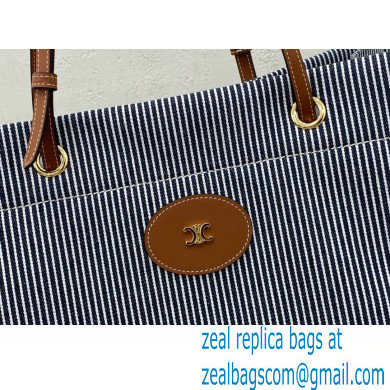Celine Squared Cabas Tote Bag in Textile and Calfskin Striped 2021 - Click Image to Close