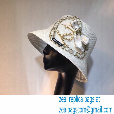 Chanel Hand-woven straw hat in White Ch004 2021