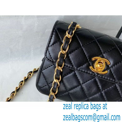 Chanel Lambskin Golden Chain Coin Purse Mini in Black A2310 2021 - Click Image to Close