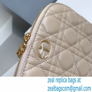 Dior Caro Beauty Pouch Bag in Cannage Lambskin Beige 2021 - Click Image to Close