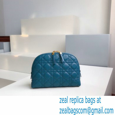 Dior Caro Beauty Pouch Bag in Cannage Lambskin Deep Ocean Blue 2021