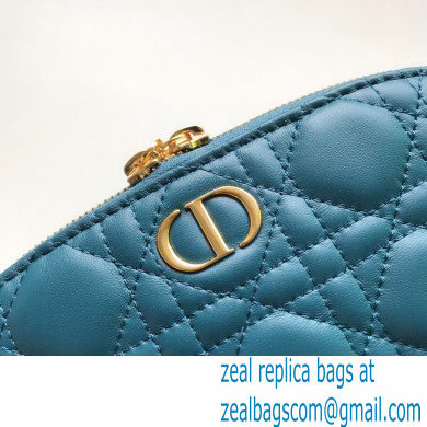 Dior Caro Beauty Pouch Bag in Cannage Lambskin Deep Ocean Blue 2021 - Click Image to Close