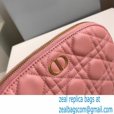 Dior Caro Beauty Pouch Bag in Cannage Lambskin Light Pink 2021