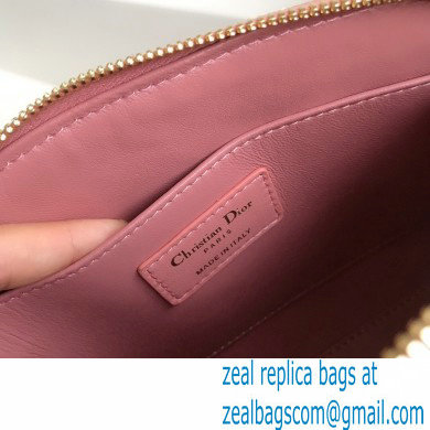 Dior Caro Beauty Pouch Bag in Cannage Lambskin Light Pink 2021