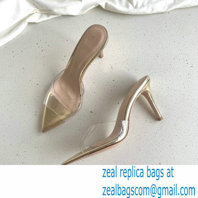 Gianvito Rossi Heel 10cm PVC Elle Mules Transparent Gold - Click Image to Close