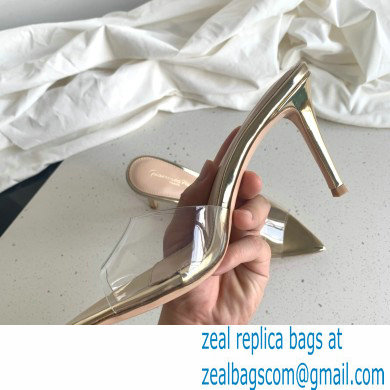 Gianvito Rossi Heel 10cm PVC Elle Mules Transparent Gold - Click Image to Close