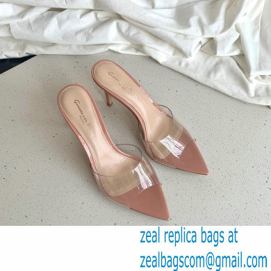 Gianvito Rossi Heel 10cm PVC Elle Mules Transparent Nude Pink - Click Image to Close