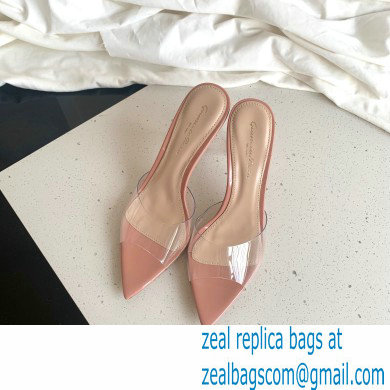 Gianvito Rossi Heel 10cm PVC Elle Mules Transparent Nude Pink - Click Image to Close
