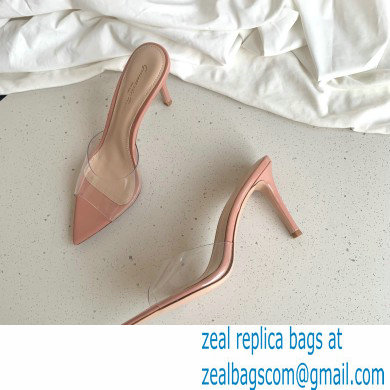 Gianvito Rossi Heel 10cm PVC Elle Mules Transparent Nude Pink - Click Image to Close