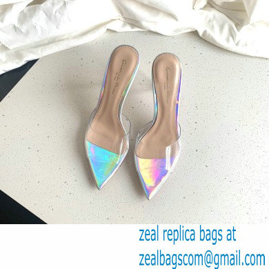 Gianvito Rossi Heel 10cm PVC Elle Mules Transparent Silver - Click Image to Close