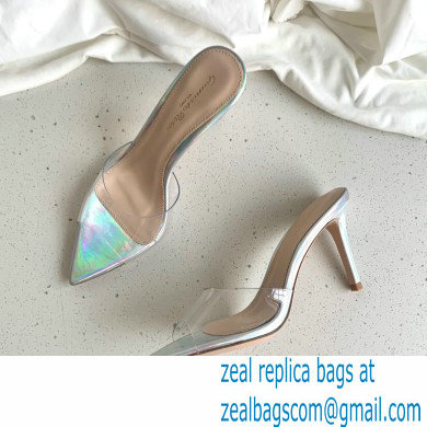 Gianvito Rossi Heel 10cm PVC Elle Mules Transparent Silver - Click Image to Close