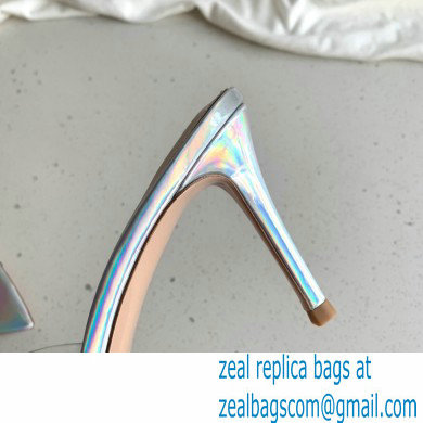 Gianvito Rossi Heel 10cm PVC Elle Mules Transparent Silver - Click Image to Close