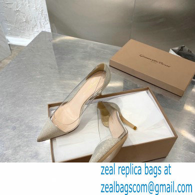 Gianvito Rossi Heel 10cm Plexi Pumps Glitter Light Gold - Click Image to Close