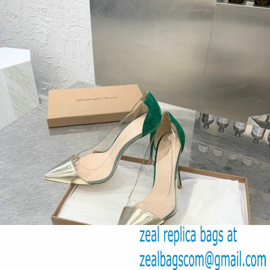 Gianvito Rossi Heel 10cm Plexi Pumps Gold/Suede Green