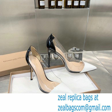 Gianvito Rossi Heel 10cm Plexi Pumps Patent White/Black