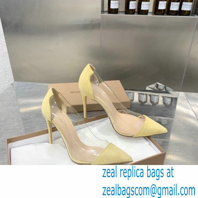 Gianvito Rossi Heel 10cm Plexi Pumps Suede Yellow - Click Image to Close