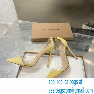 Gianvito Rossi Heel 10cm Plexi Pumps Suede Yellow