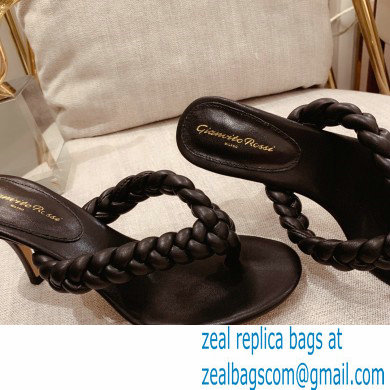 Gianvito Rossi Heel 7.5cm Woven Tropea Thong Sandals Mules Black