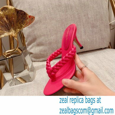 Gianvito Rossi Heel 7.5cm Woven Tropea Thong Sandals Mules Fuchsia - Click Image to Close