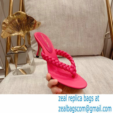 Gianvito Rossi Heel 7.5cm Woven Tropea Thong Sandals Mules Fuchsia - Click Image to Close