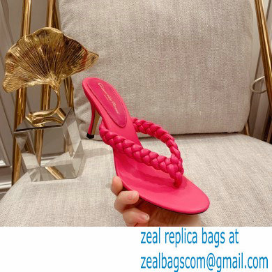 Gianvito Rossi Heel 7.5cm Woven Tropea Thong Sandals Mules Fuchsia