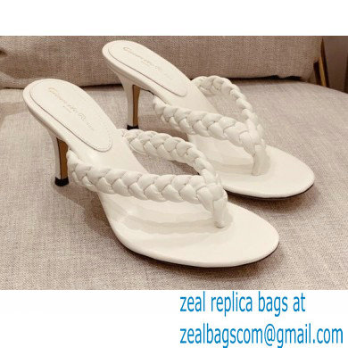 Gianvito Rossi Heel 7.5cm Woven Tropea Thong Sandals Mules White - Click Image to Close