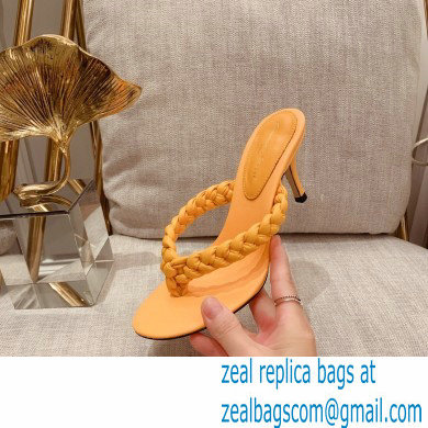Gianvito Rossi Heel 7.5cm Woven Tropea Thong Sandals Mules Yellow - Click Image to Close