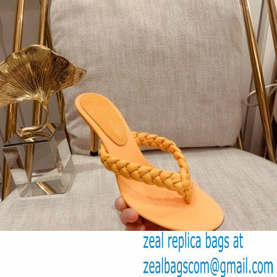 Gianvito Rossi Heel 7.5cm Woven Tropea Thong Sandals Mules Yellow