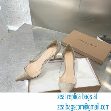 Gianvito Rossi Heel 7cm Plexi Pumps Glitter Light Gold - Click Image to Close