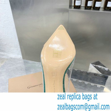 Gianvito Rossi Heel 7cm Plexi Pumps Gold/Suede Green - Click Image to Close