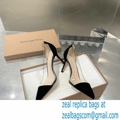 Gianvito Rossi Heel 7cm Plexi Pumps Suede Black - Click Image to Close