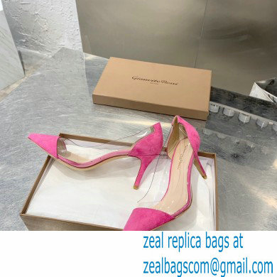 Gianvito Rossi Heel 7cm Plexi Pumps Suede Fuchsia