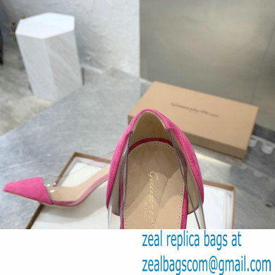 Gianvito Rossi Heel 7cm Plexi Pumps Suede Fuchsia - Click Image to Close