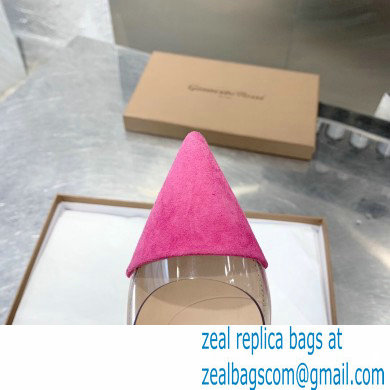 Gianvito Rossi Heel 7cm Plexi Pumps Suede Fuchsia - Click Image to Close