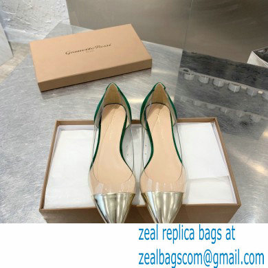 Gianvito Rossi Plexi Ballet Flats Gold/Suede Green - Click Image to Close