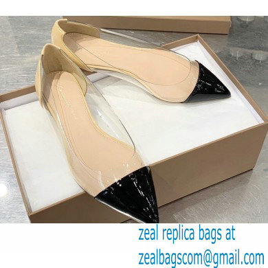 Gianvito Rossi Plexi Ballet Flats Patent Black/Beige - Click Image to Close