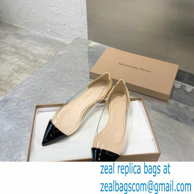 Gianvito Rossi Plexi Ballet Flats Patent Black/Beige - Click Image to Close