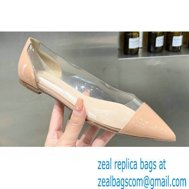 Gianvito Rossi Plexi Ballet Flats Patent Nude